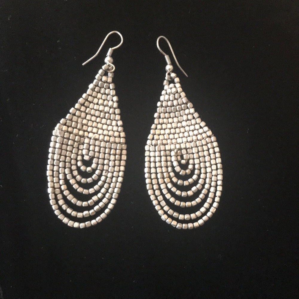 Handmade silver beaded earrings